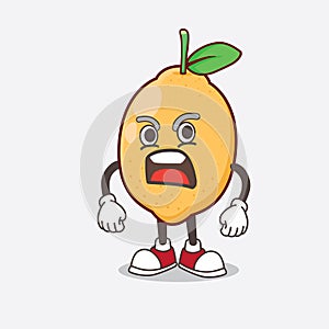Lemon Fruit cartoon mascot character with angry face