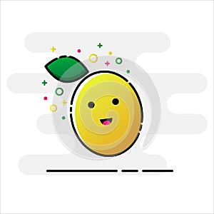 Lemon, fruit funny cartoon character. MBE style.