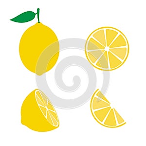 Lemon fruit icons symbols set