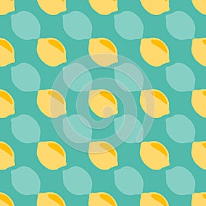 Lemon fruit minimal seamless pattern design illustration on green