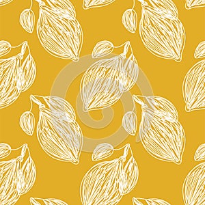 Lemon fruit sketch pattern. Color vector illustration. Pen or marker doodle drawing