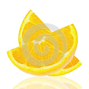 Lemon fruit slice isolated on the white