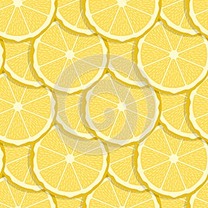 Lemon fruits seamless pattern. Whole and Halved Lemon Citrus Fruit