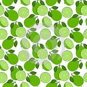 Lemon fruits seamless pattern. Whole and Halved Lemon Citrus Fruit