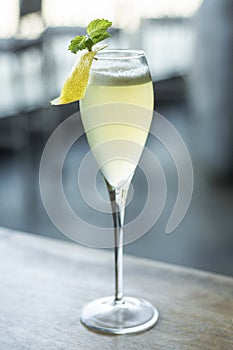 Lemon and grapefruit with egg white citrus spritzer cocktail