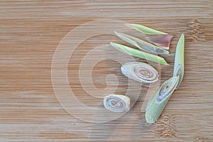 Lemon grass for board on wood background