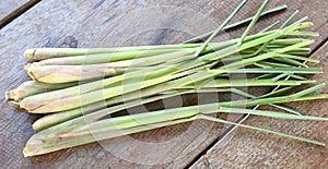 Lemon grass on wood background