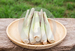 Lemon grass on wooden background