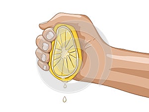 Lemon with hand vector illustration photo