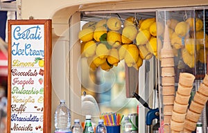 Lemon ice cream kiosk in Capri