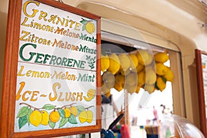 Lemon ice cream kiosk in Capri