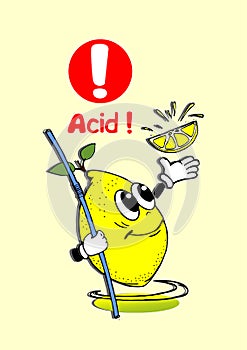 Lemon. An illustration of acid lemon smiley, yellow.