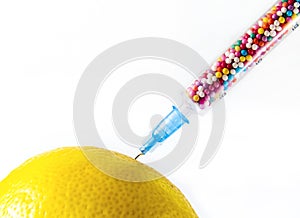 Lemon injected with sugar sparkles