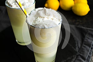 Lemon Italian Cream Sodas Topped with Whipped Cream