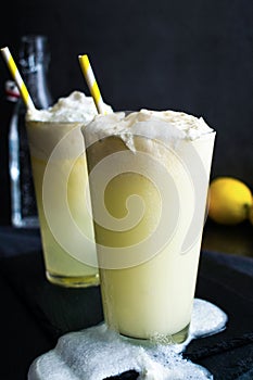 Lemon Italian Cream Sodas Topped with Whipped Cream