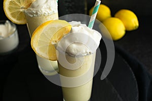 Lemon Italian Cream Sodas Topped with Whipped Cream