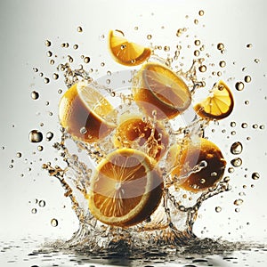 Lemon juice splash  on white background