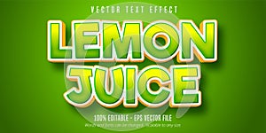 Lemon juice text, green editable text effect