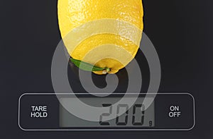 Lemon on kitchen scale