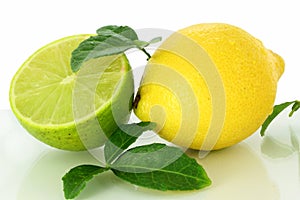 lemon with leaves