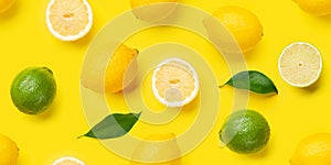 Lemon and lime citrus seamless backdrop texture