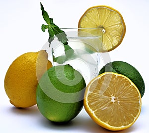 Lemon and Lime juice with natural menta photo