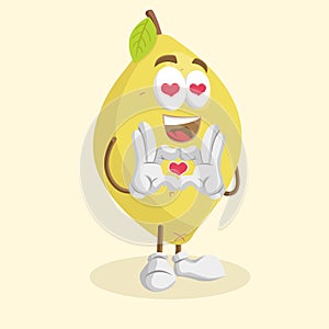 Lemon mascot and background in love pose