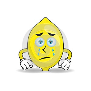 Lemon mascot character with sad expression. vector illustration