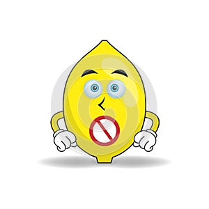 The Lemon mascot character with a speechless expression. vector illustration