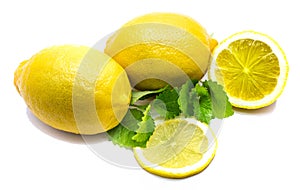 Lemon with Melissa isolated