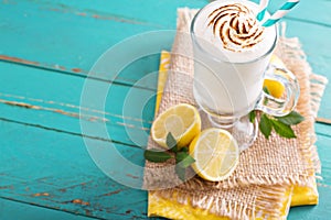 Lemon milkshake with meringue on top