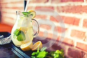 Lemon and mint lemonade, fresh summer refreshment