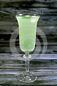 Lemon mint soft drink with ice, green pop soda, carbonated lemonade drinks, often contain very high levels of sodium benzoate, and