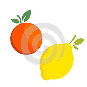 Lemon orange citrus fruit icon bright art vector