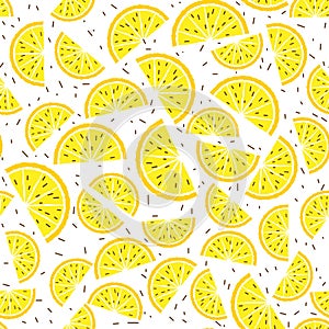 Lemon and orange seamless pattern. Tropical fruits pattern