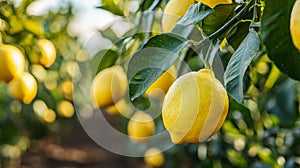 Lemon orchard, sunny harvest, bright fruit