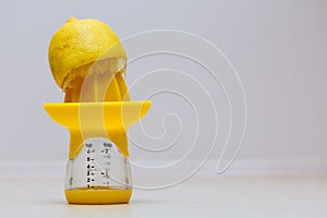 Lemon placen on juice squeezer maker