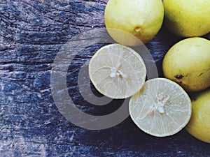 Lemon on plank