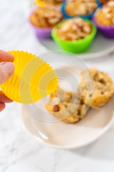 Lemon poppy seed muffins garnished with almond slivers