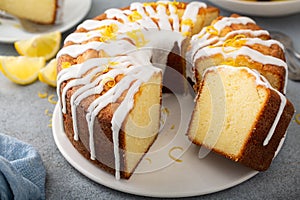 Lemon pound cake with powder sugar glaze