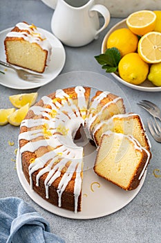 Lemon pound cake with powder sugar glaze