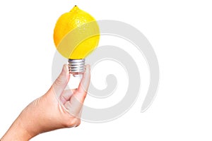 Lemon powering a lightbulb