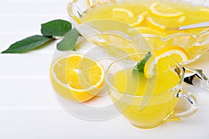 Lemon punch with fruit sweet alcohol summer drink