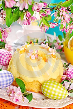 Lemon ring cake on easter table