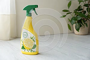 Lemon-scented disinfectant spray bottle