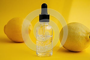 Lemon-scented oil. Cosmetic serum with lemon extract