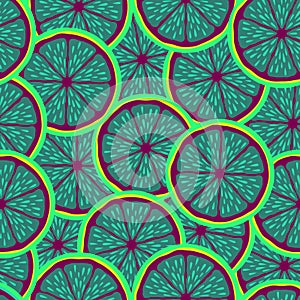 Lemon slice fruit citrus seamless bright pattern