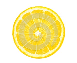 Lemon slice half cut isolated on white