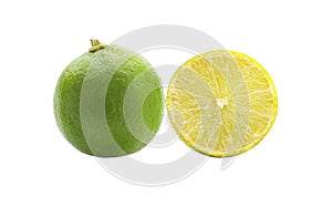 Lemon slice isolated on white background