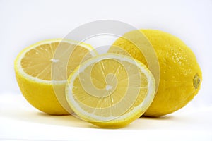 Lemon slice isolated on a white background with clipping path